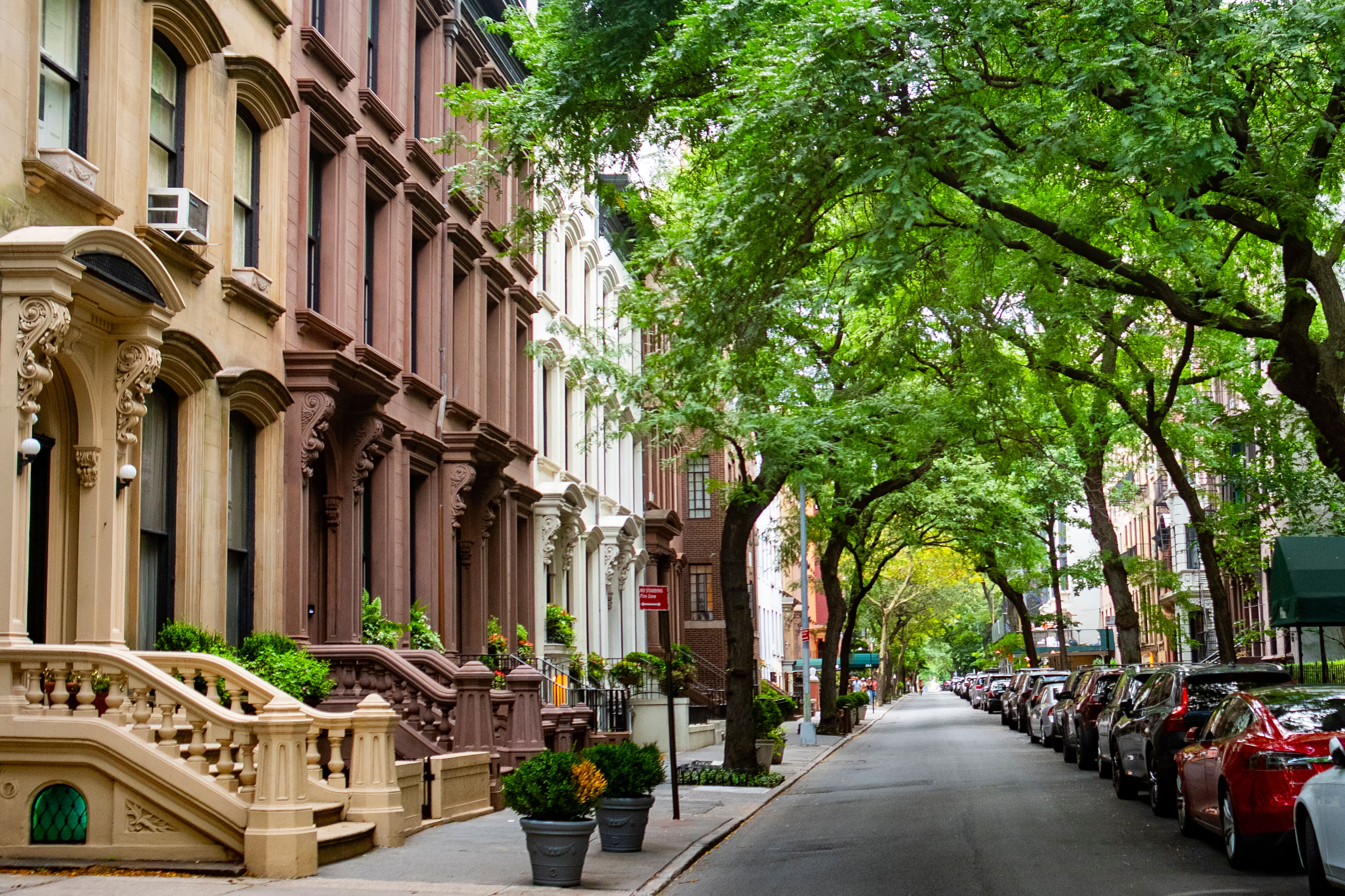 Historic residential brownstone street